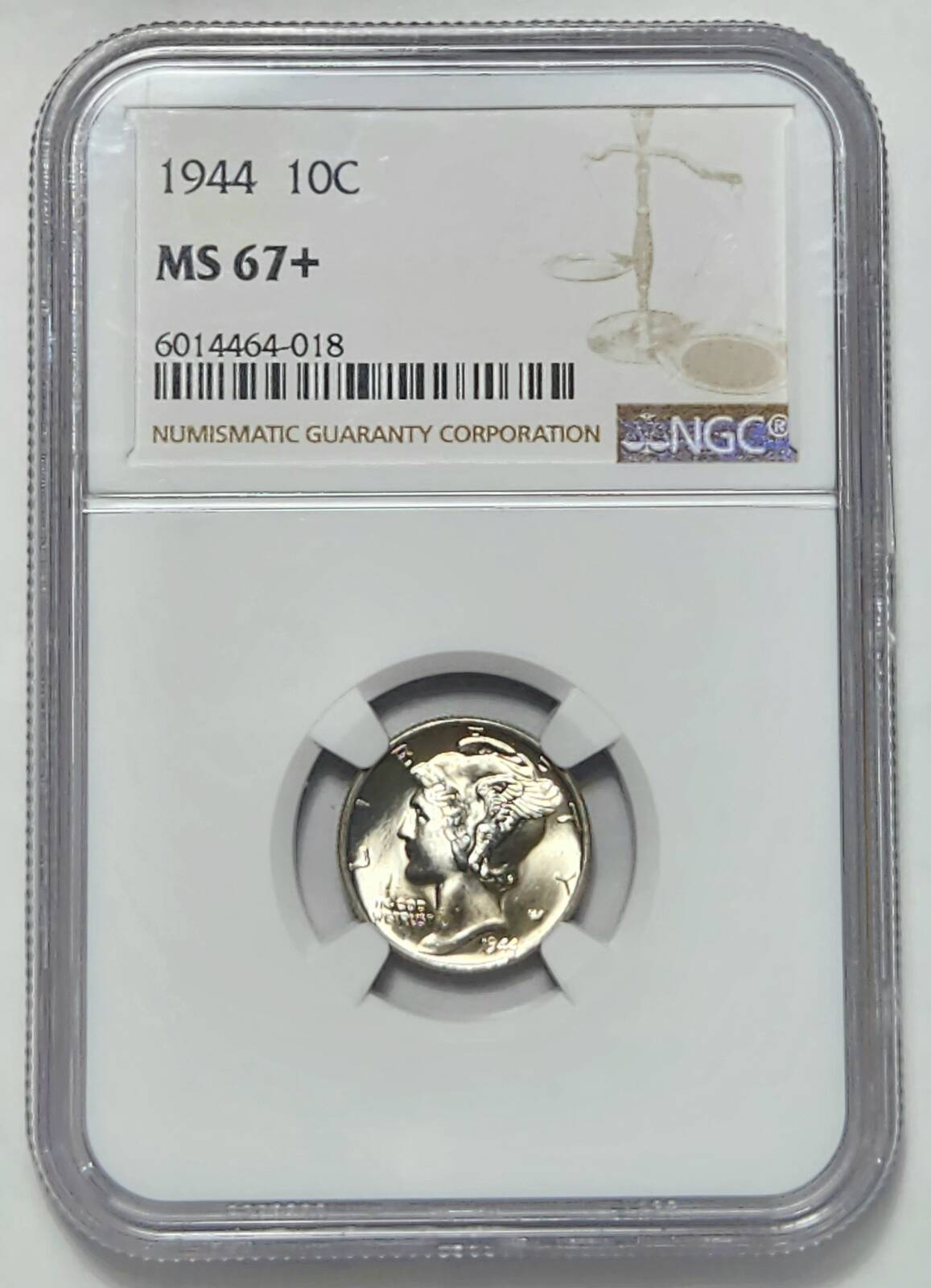 1944 P Mercury Dime NGC MS-67+ Nice Original rainbow Toning