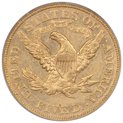 1873 $5 PCGS MS61 (Closed 3, OGH) - Liberty Head $5 - Old Green Label Holder