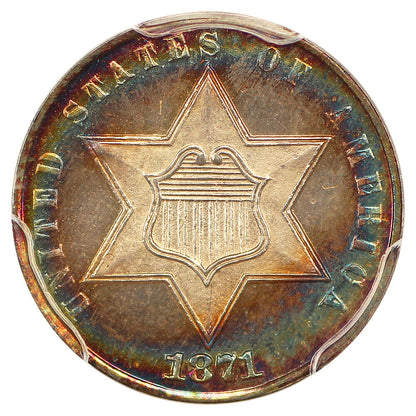 1871 3CS PCGS PR67CAM