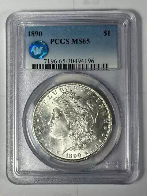 1890 P Morgan Silver Dollar PCGS MS-65 Sight White