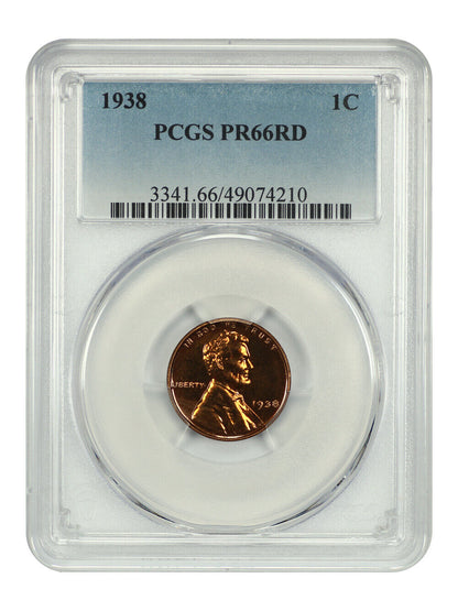 1938 1C PCGS PR66RD - Lincoln Cent (Wheat Reverse)