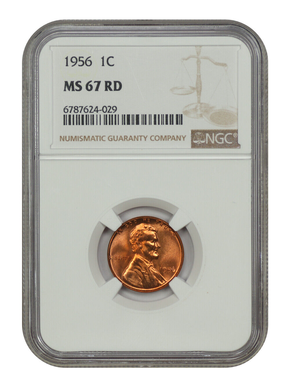 1956 1C NGC MS67RD - Lincoln Cent (Wheat Reverse)