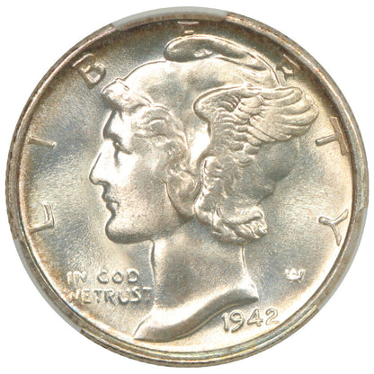 1942-S 10C CACG MS67+FB ex: D.L. Hansen - Mercury Dime