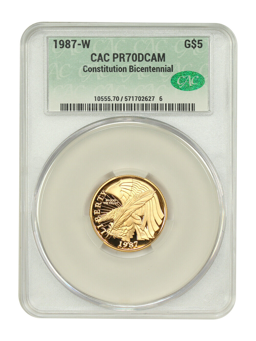 1987-W $5 Constitution CACG PR70DCAM - $5 Modern Gold Commemoratives