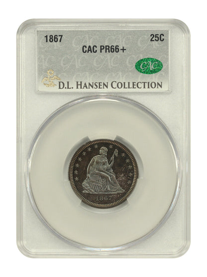 1867 25C CACG PR66+ ex: D.L. Hansen - Liberty Seated Quarter