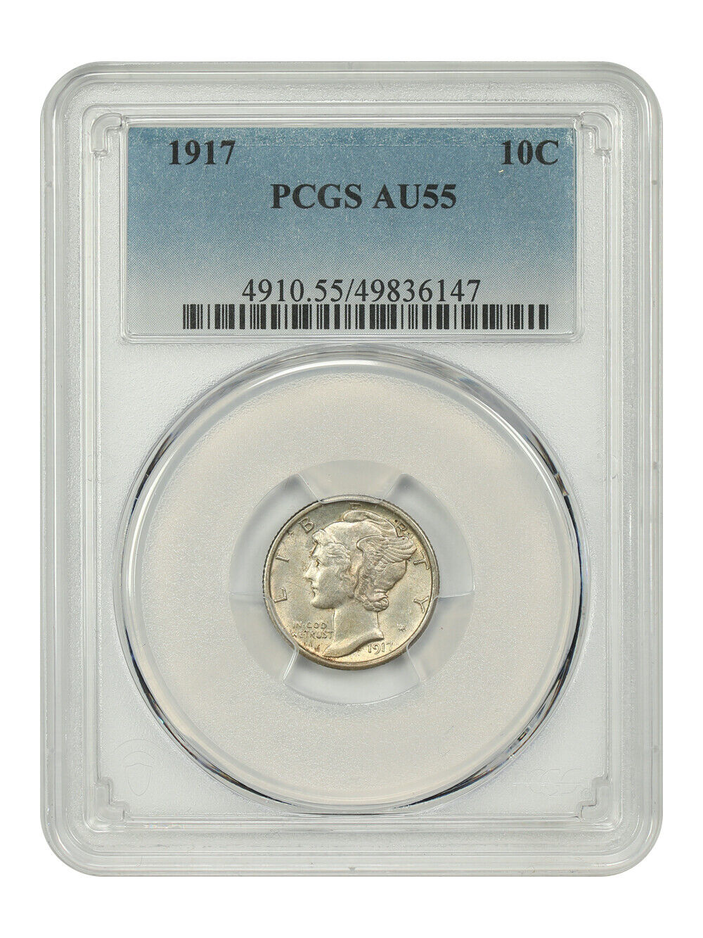 1917 10C PCGS AU55 - Mercury Dime