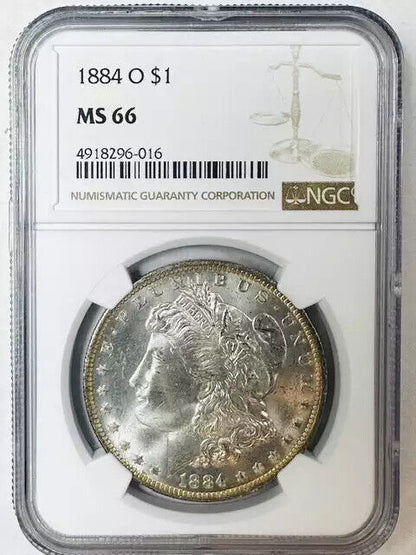 1884 O Morgan Silver Dollar NGC MS-66