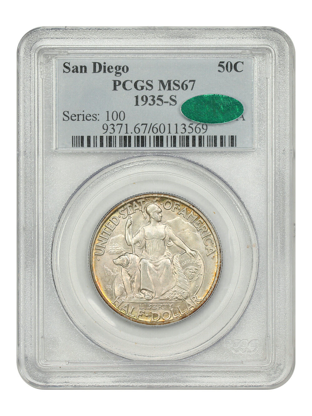 1935-S 50C San Diego PCGS/CAC MS67 - Classic Silver Commemorative