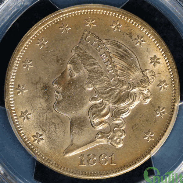 1861 $20 PCGS MS63 - Liberty Head $20 - Scarce Civil War Double Eagle