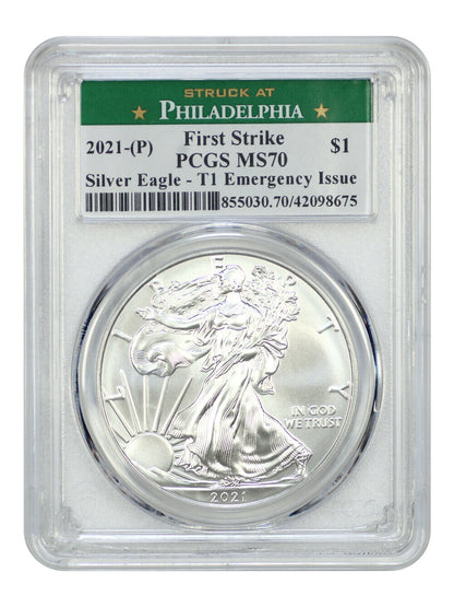 2021-(P) $1 Silver Eagle PCGS MS70 (Type 1, First Strike) - Silver Eagles