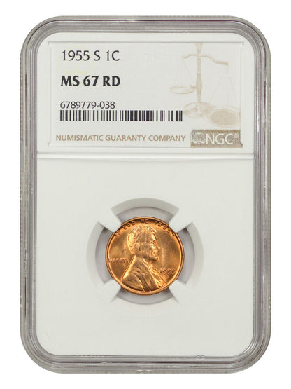 1955-S 1C NGC MS67RD