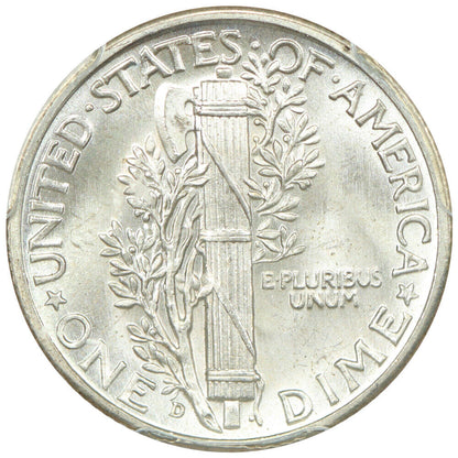 1939-D 10C PCGS MS66+FB - Mercury Dime