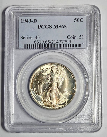 1943 D Walking Liberty Half Dollar PCGS MS-65