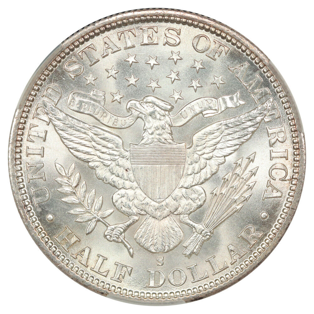 1896-S 50C CACG MS66 ex: D.L. Hansen - Barber Half Dollar - Gorgeous, Rare Gem