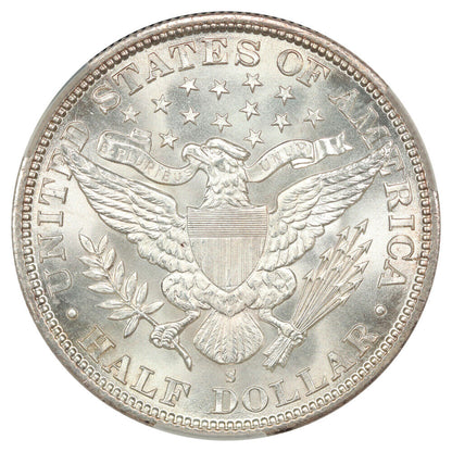 1896-S 50C CACG MS66 ex: D.L. Hansen - Barber Half Dollar - Gorgeous, Rare Gem