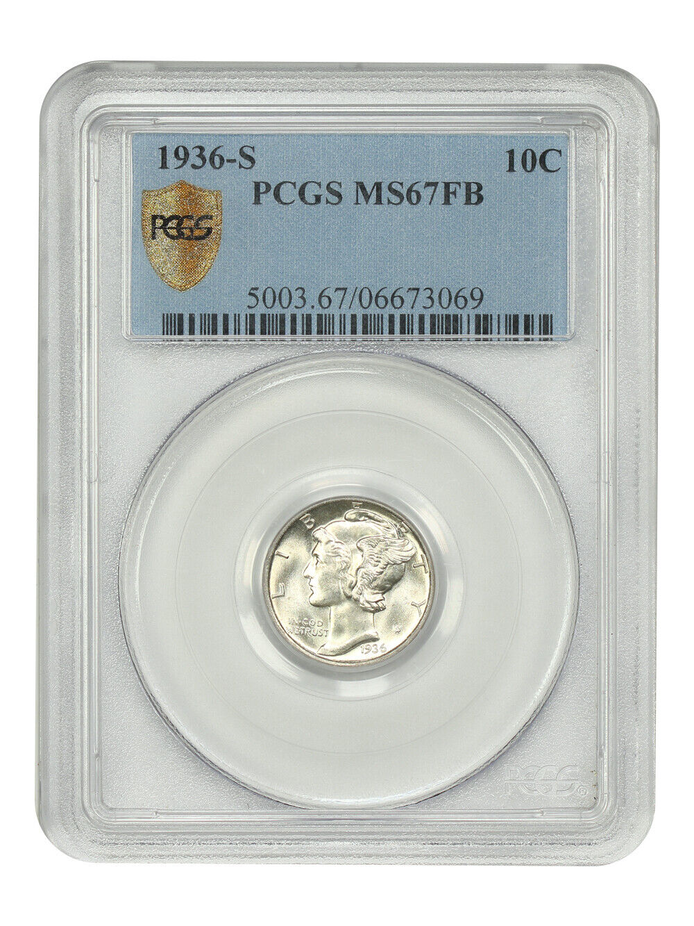 1936-S 10C PCGS MS67FB - Mercury Dime