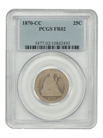 1870-CC 25C PCGS Fair 02 - Liberty Seated Quarter - Important, Rare CC Quarter