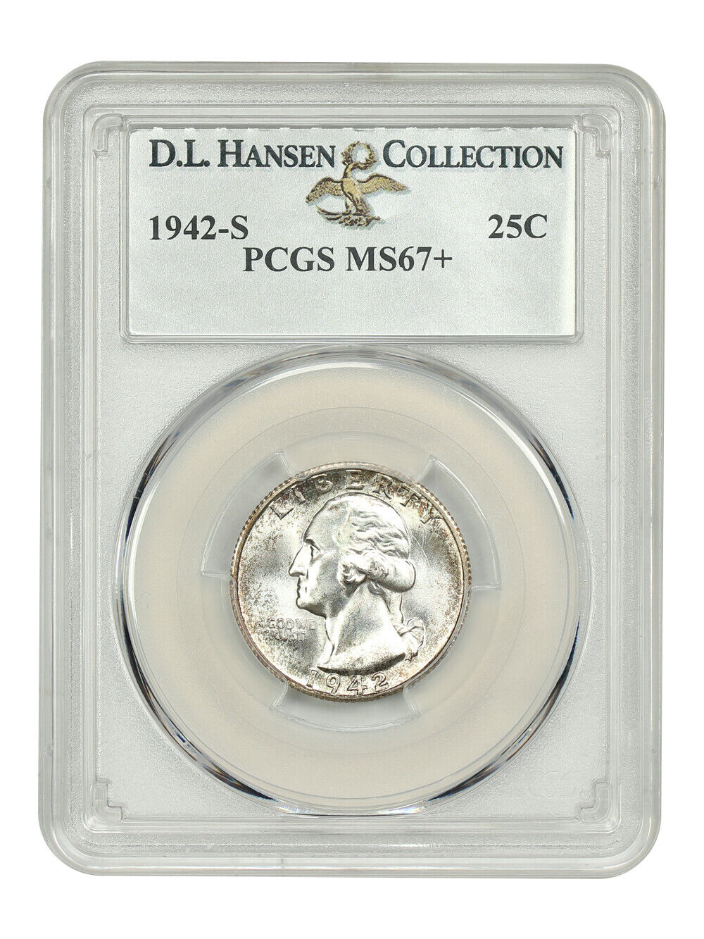 1942-S 25C PCGS MS67+ ex: D.L. Hansen - Washington Quarter - Only Three Finer!