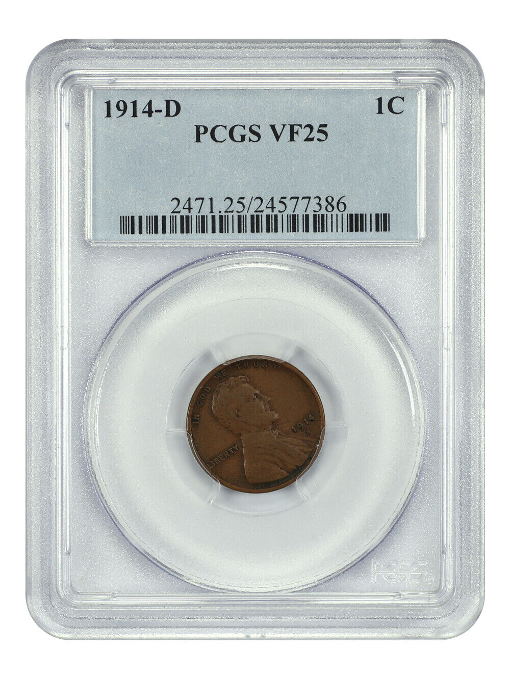 1914-D 1C PCGS VF25BN - Lincoln Cent (Wheat Reverse) - Key Date