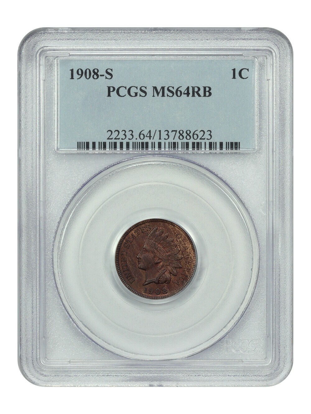 1908-S 1C PCGS MS64RB