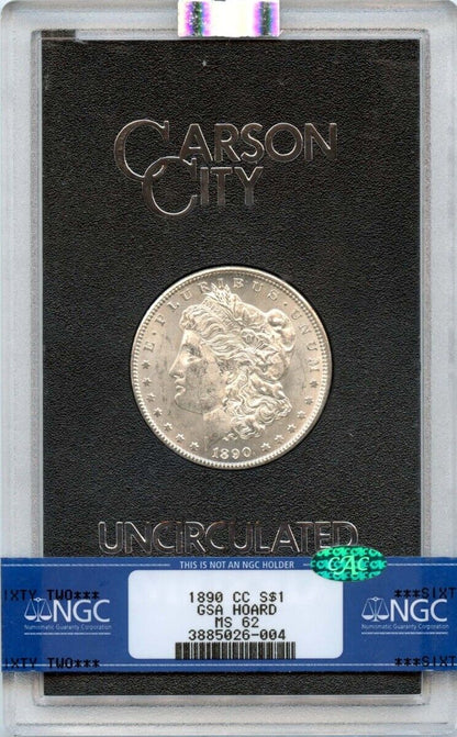 1890-CC Morgan Dollar GSA HOARD S$1 NGC MS62 (CAC)