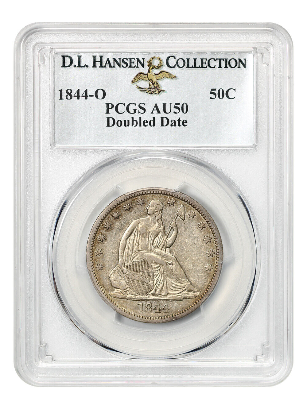 1844-O 50c PCGS AU50 (Double Date) ex: D.L. Hansen Collection