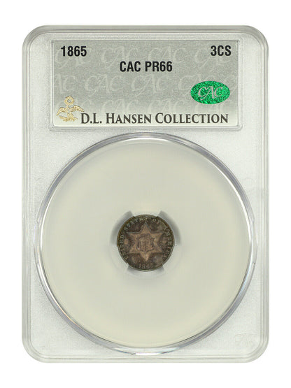 1865 3CS CACG PR66 ex: D.L. Hansen - Three Cent Silver