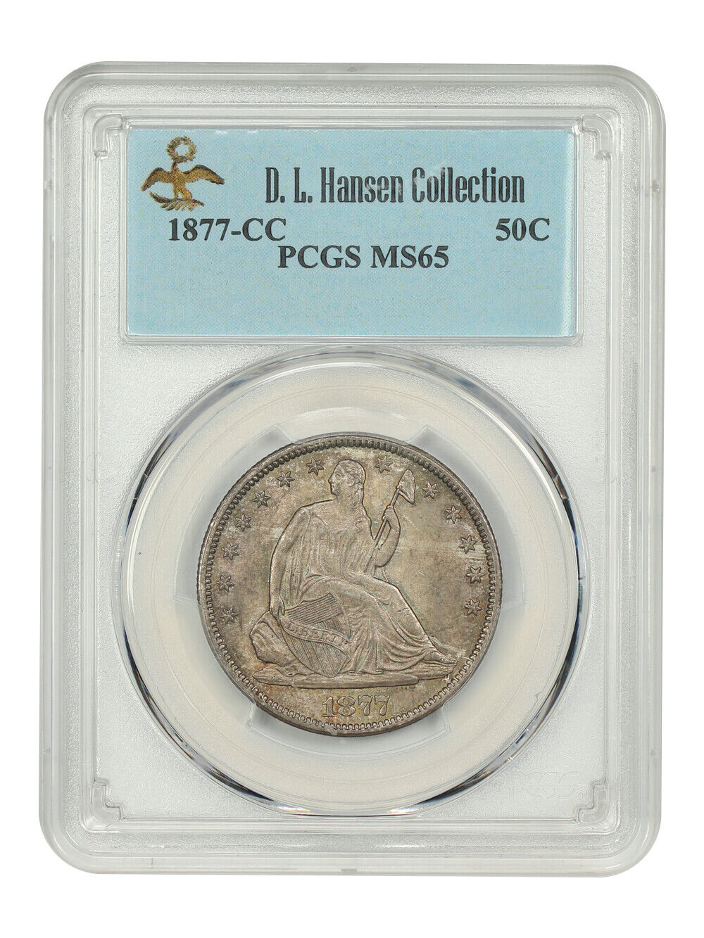 1877-CC 50C PCGS MS65 ex: D.L. Hansen