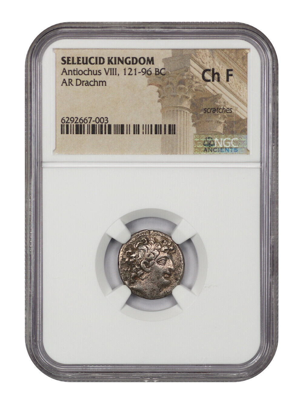 Ancient Roman: Antiochus VIII (121-96 BC) AR Drachm NGC Choice Fine (Seleucid, S