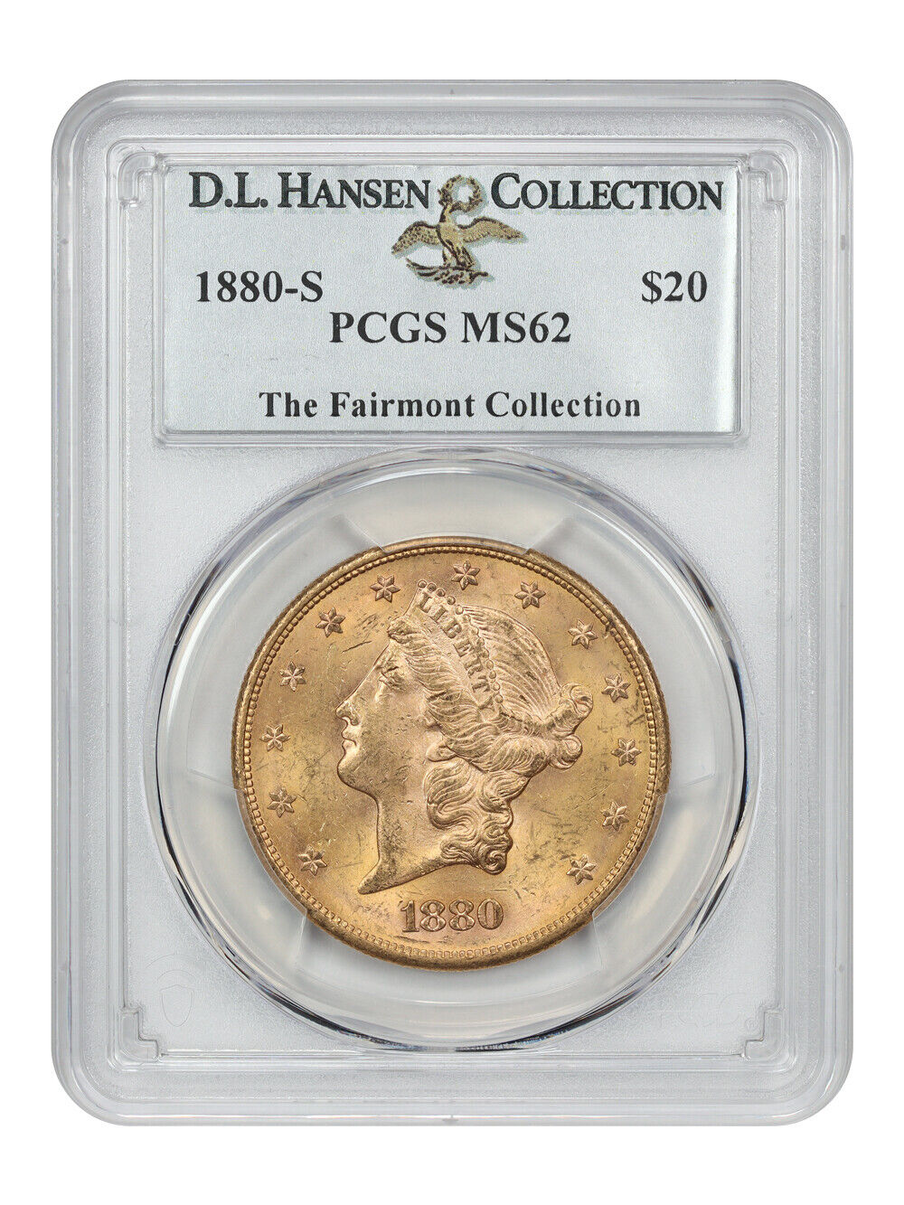 1880-S $20 PCGS MS62 ex: D.L. Hansen