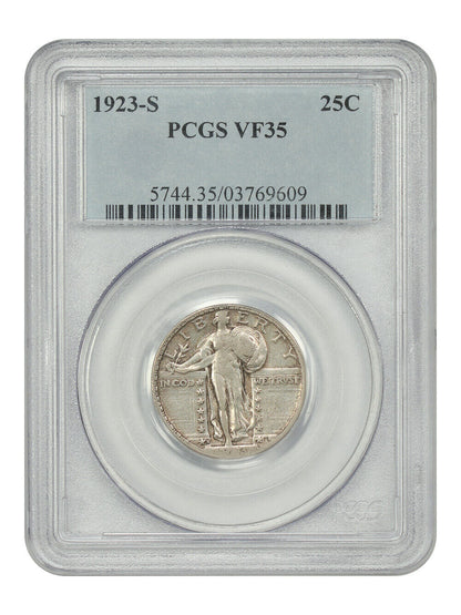 1923-S 25C PCGS VF35 - Standing Liberty Quarter - Scarce Date