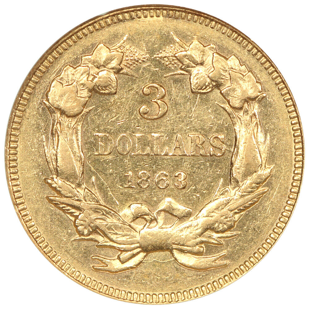 1863 $3 NGC AU58 - Three Dollar