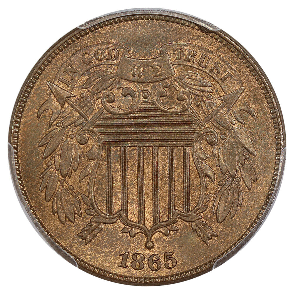 1865 2c PCGS MS66RB ex: D.L. Hansen