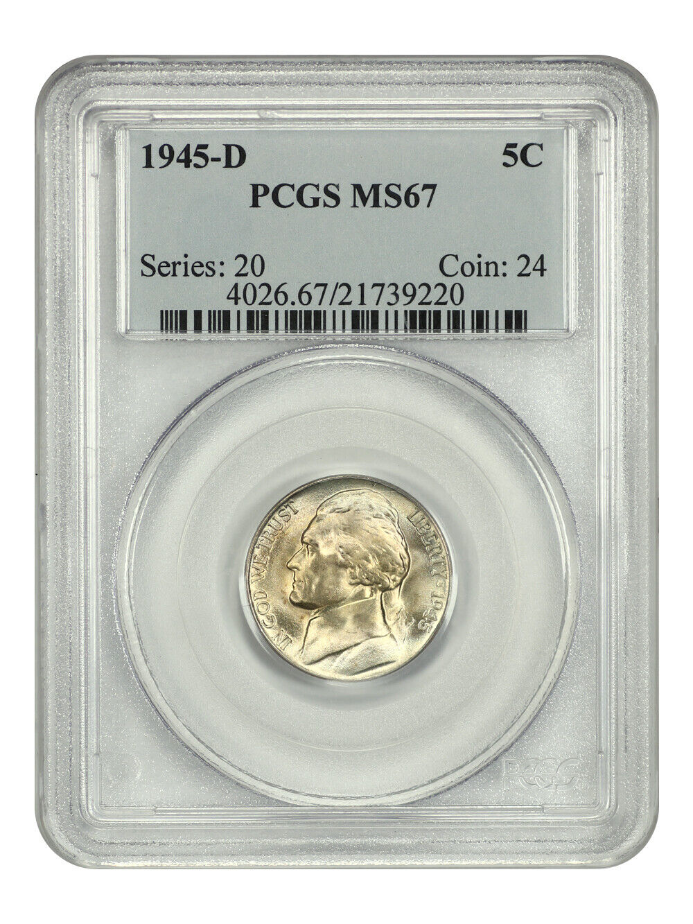 1945-D 5C PCGS MS67 - Jefferson Nickel