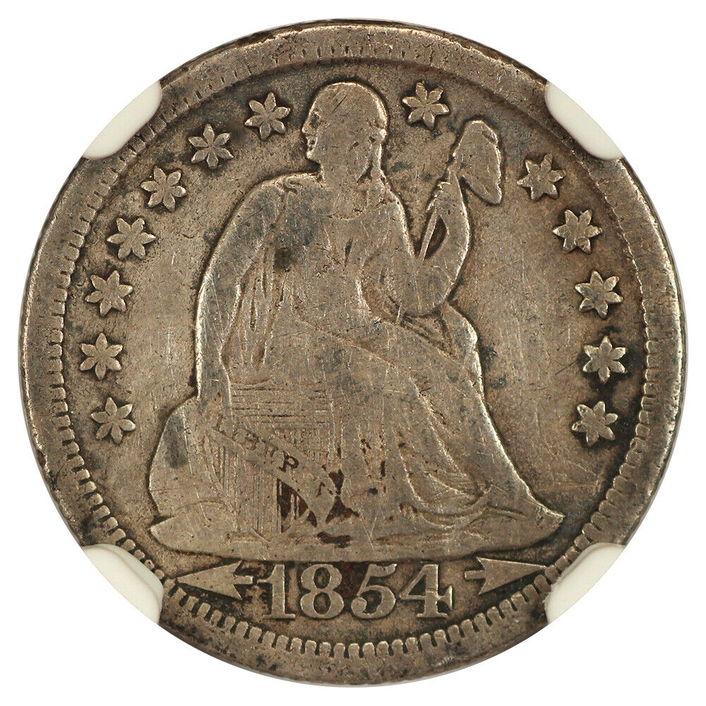 1854-O 10C NGC F15 (Arrows)