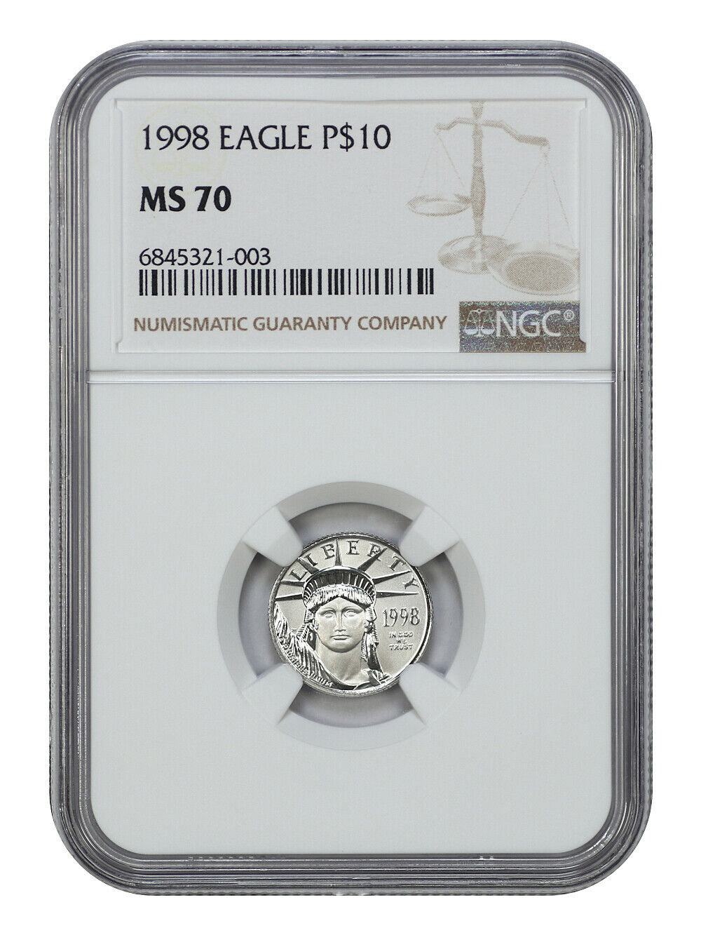 1998 $10 Statue of Liberty NGC MS70 - $10 Platinum Eagles