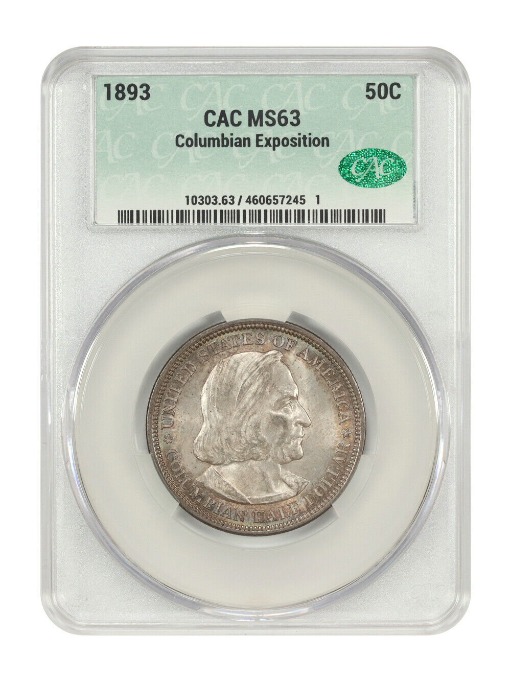 1893 50C Columbian CACG MS63 - Classic Silver Commemorative - Popular Commem