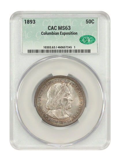 1893 50C Columbian CACG MS63 - Classic Silver Commemorative - Popular Commem