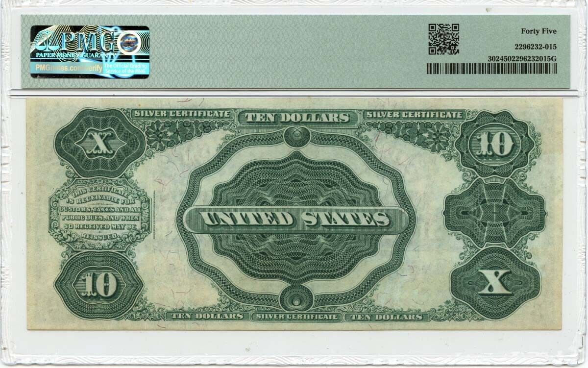 1908 $10 Silver Certificate Tombstone Fr# 302 PMG EF45