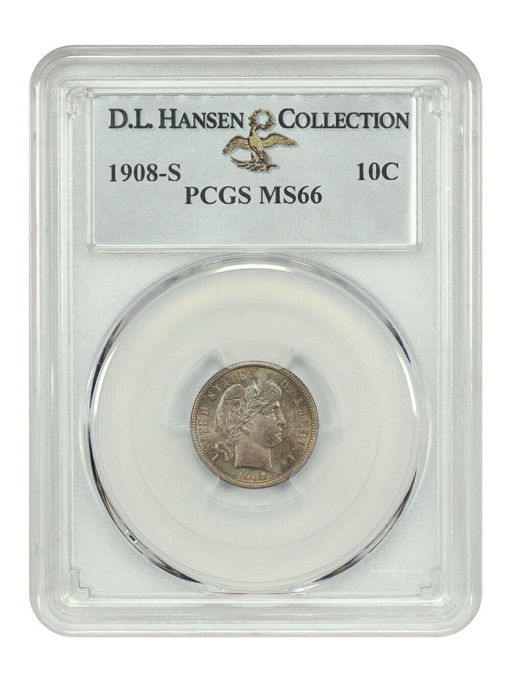 1908-S 10C PCGS MS66 ex: D.L. Hansen