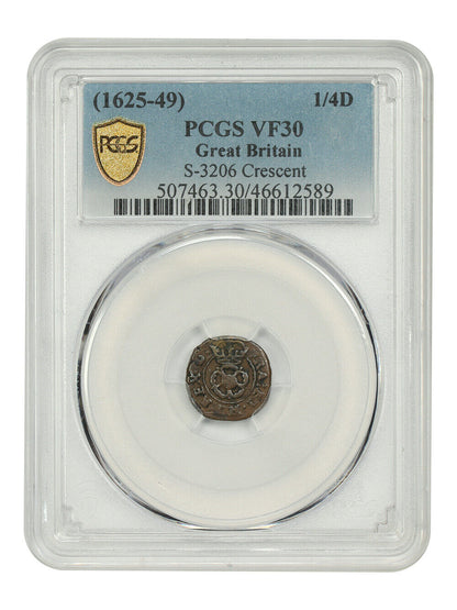 Great Britain: (1625-49) 1/4D PCGS VF30 (S-3206, Crescen) - Other