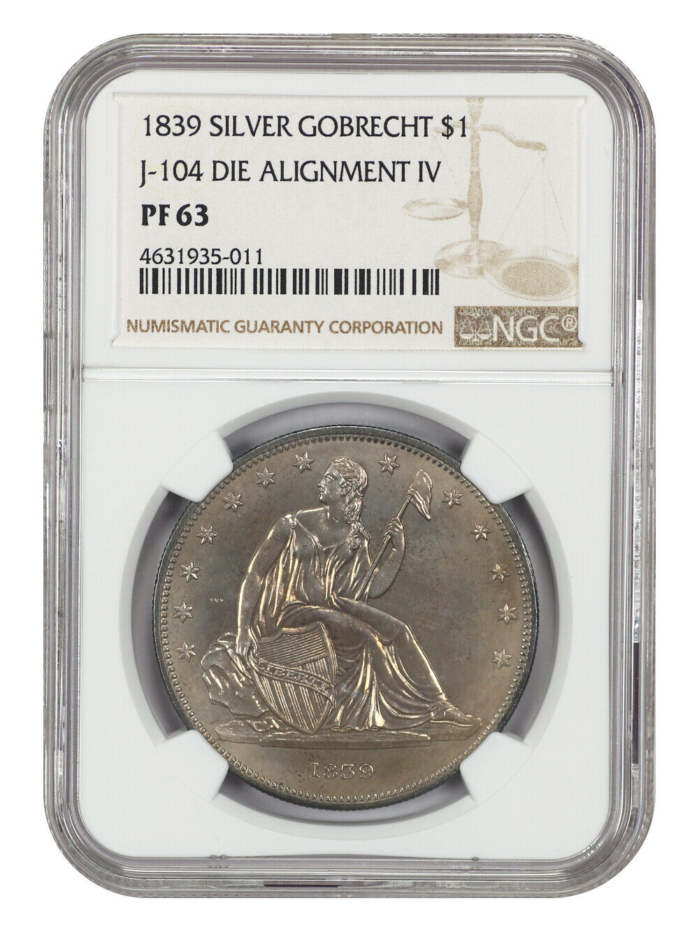 1839 $1 Gobrecht NGC PR63 (J-104) - Liberty Seated Dollar