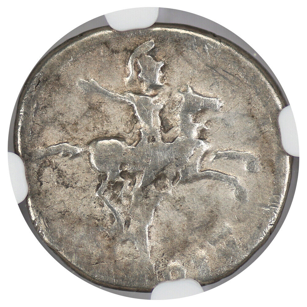 Ancient Roman: Domitian (AD 81-96) AR Denarius NGC Fine (Issue as Caesar)