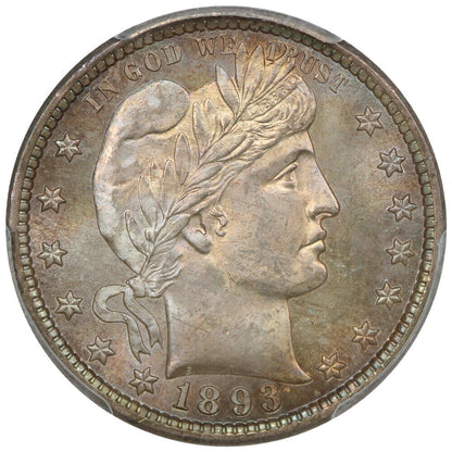 1893-S 25C PCGS/CAC MS65+ ex: D.L. Hansen - Barber Quarter