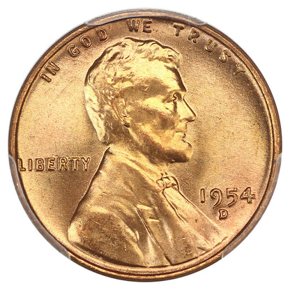 1954-D 1C PCGS/CAC MS67RD - Lincoln Cent (Wheat Reverse) - Full Mint Bloom!