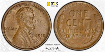 1918 D Small Cents Lincoln Penny PCGS MS-63 BN