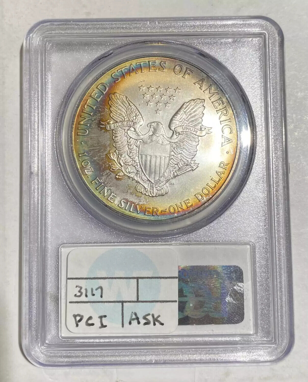 2001 P Silver Eagles PCGS MS-68 Rainbow Toning