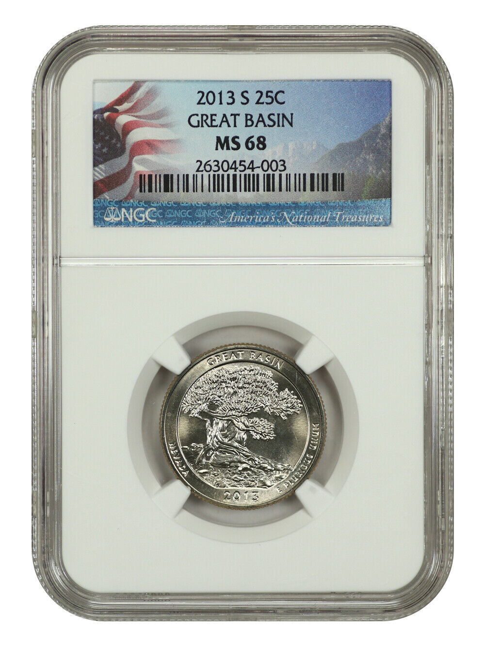 2013-S 25C Great Basin NP NGC MS68 - Type 1 - Clad