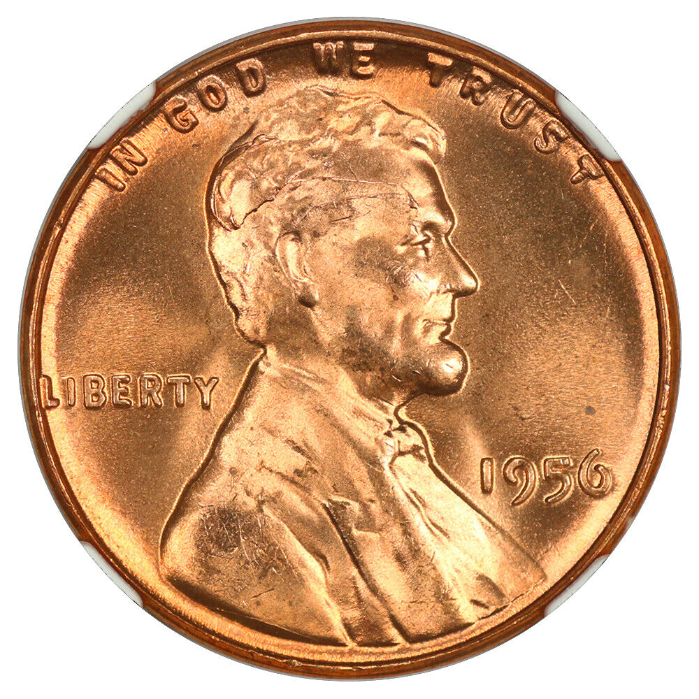 1956 1C NGC MS67RD - Lincoln Cent (Wheat Reverse)