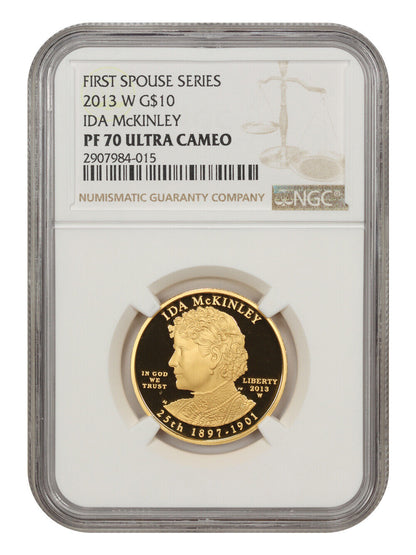 2013-W $10 Ida McKinley NGC PR70DCAM